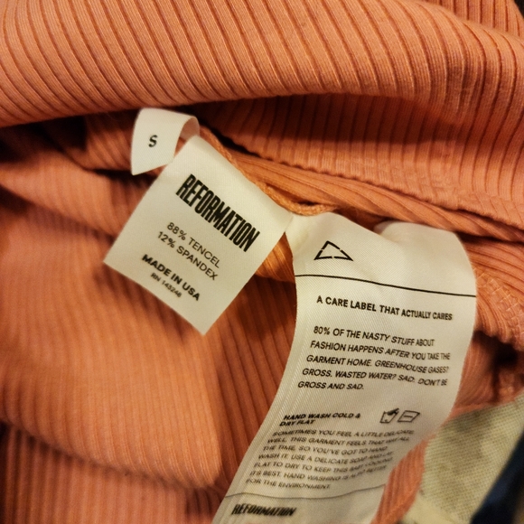 Reformation Ribbed Kenza Top in Rosy Pink - Picture 2 of 2